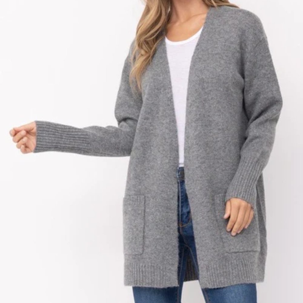 Cielo Heather Gray Open Front Cardigan / NWT / Size Med